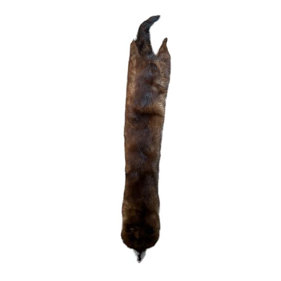 TANNED MINK PELT 29” Scarf Drape Stole Wrap Collar Natural Leather Taxidermy - Picture 6 of 16